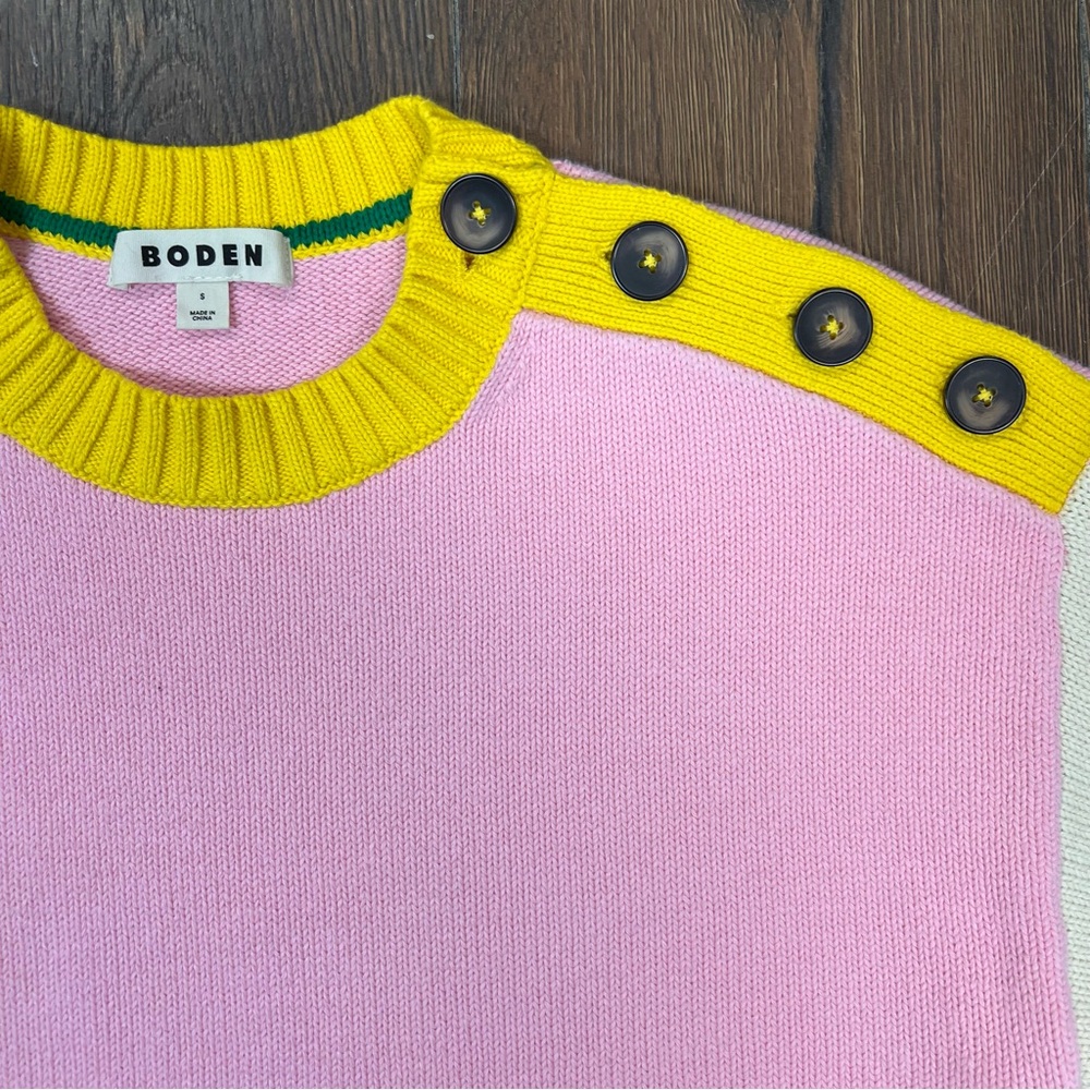 Biden Jenna Colorblock Cotton Pink and Yellow Women's Sweater SZ SM - Picture 5 of 8